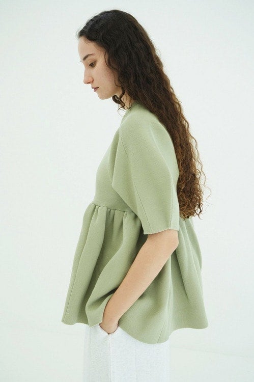 PEPLUM HALF SLEEVE KNIT TOPS