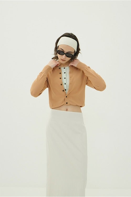W LAYERED KNIT CARDIGAN