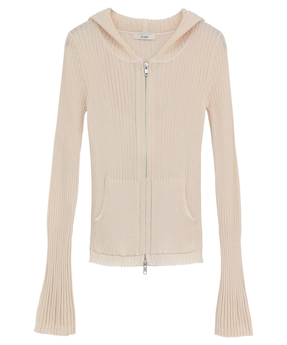 SHEER HOODED KNIT CARDIGAN