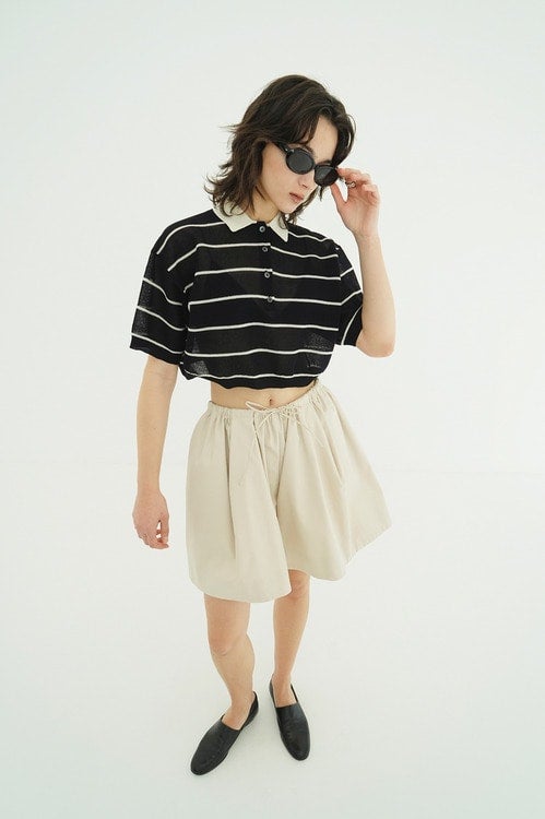 SPONGY SHEER POLO KNIT TOPS