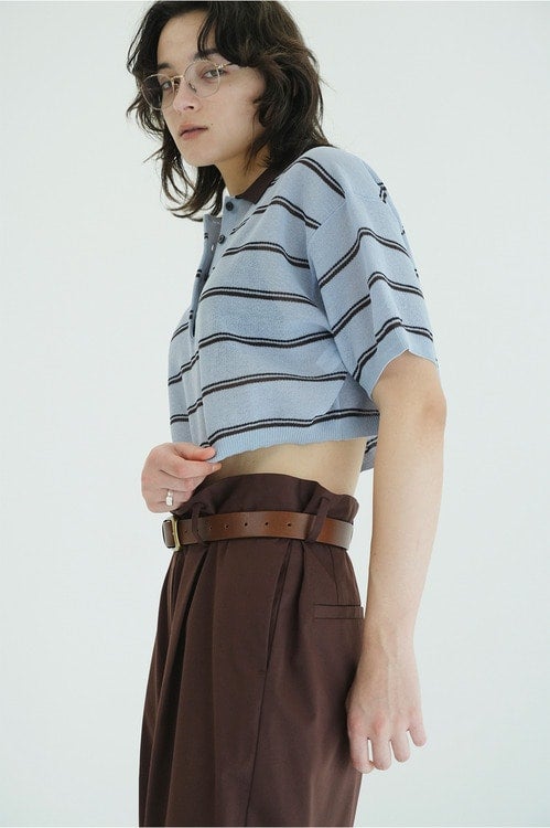 SPONGY SHEER POLO KNIT TOPS