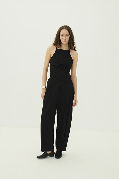 WOOL NYLON TUCK PANTS