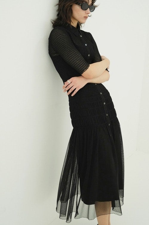 GATHERED MESH SHIRTS ONEPIECE
