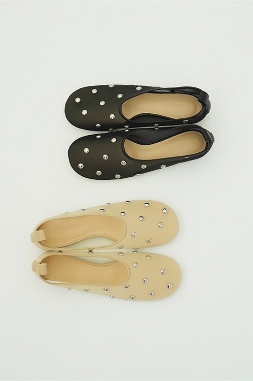 STUDDED MESH FLAT SHOES