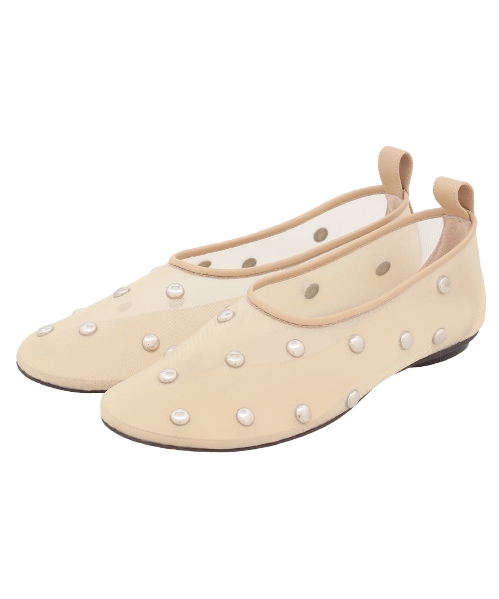 STUDDED MESH FLAT SHOES