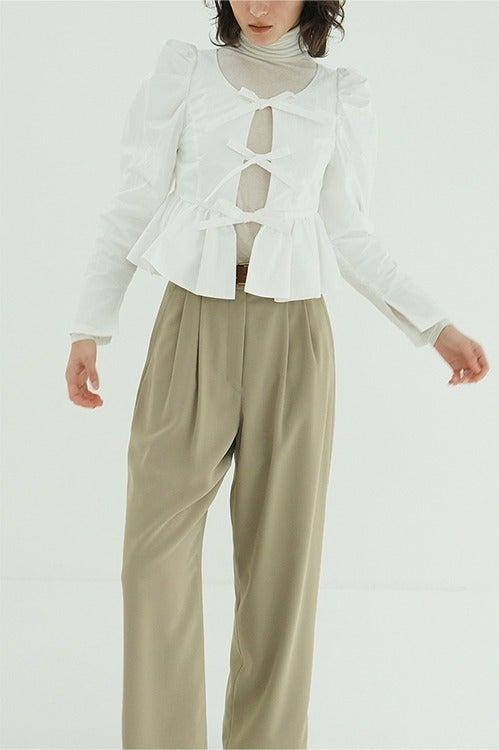 SHORT PEPLUM RIBBON TOPS
