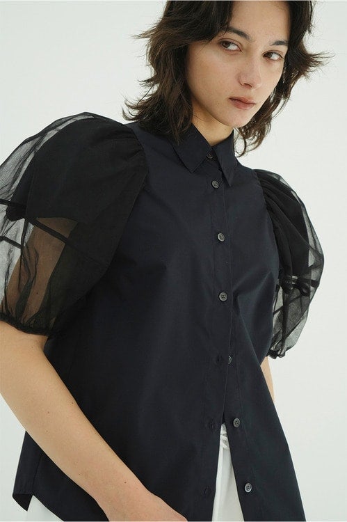 TULLE LAYERED SLEEVE SHIRTS