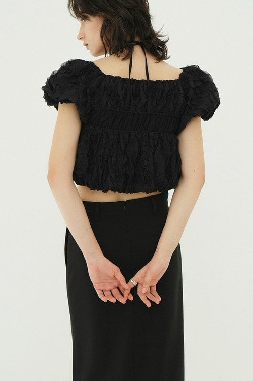 W FACE TOPSTITCHED FRILL TOPS