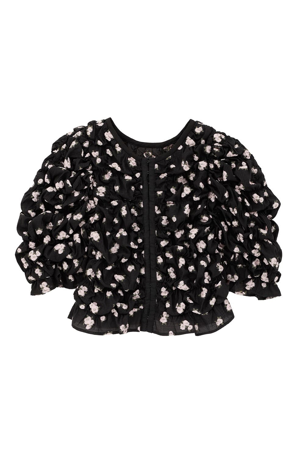 トップス CLANE W FACE FLOWER JACQUARD SHIRRING TP MINAMI TANAKA×CLANE W FACE FLOWER JACQUARD SHIRRING TOPS｜TOPS