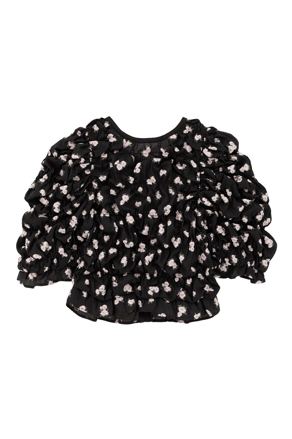 clane シャーリング花柄トップス MINAMI TANAKA×CLANE W FACE FLOWER JACQUARD SHIRRING TOPS｜TOPS