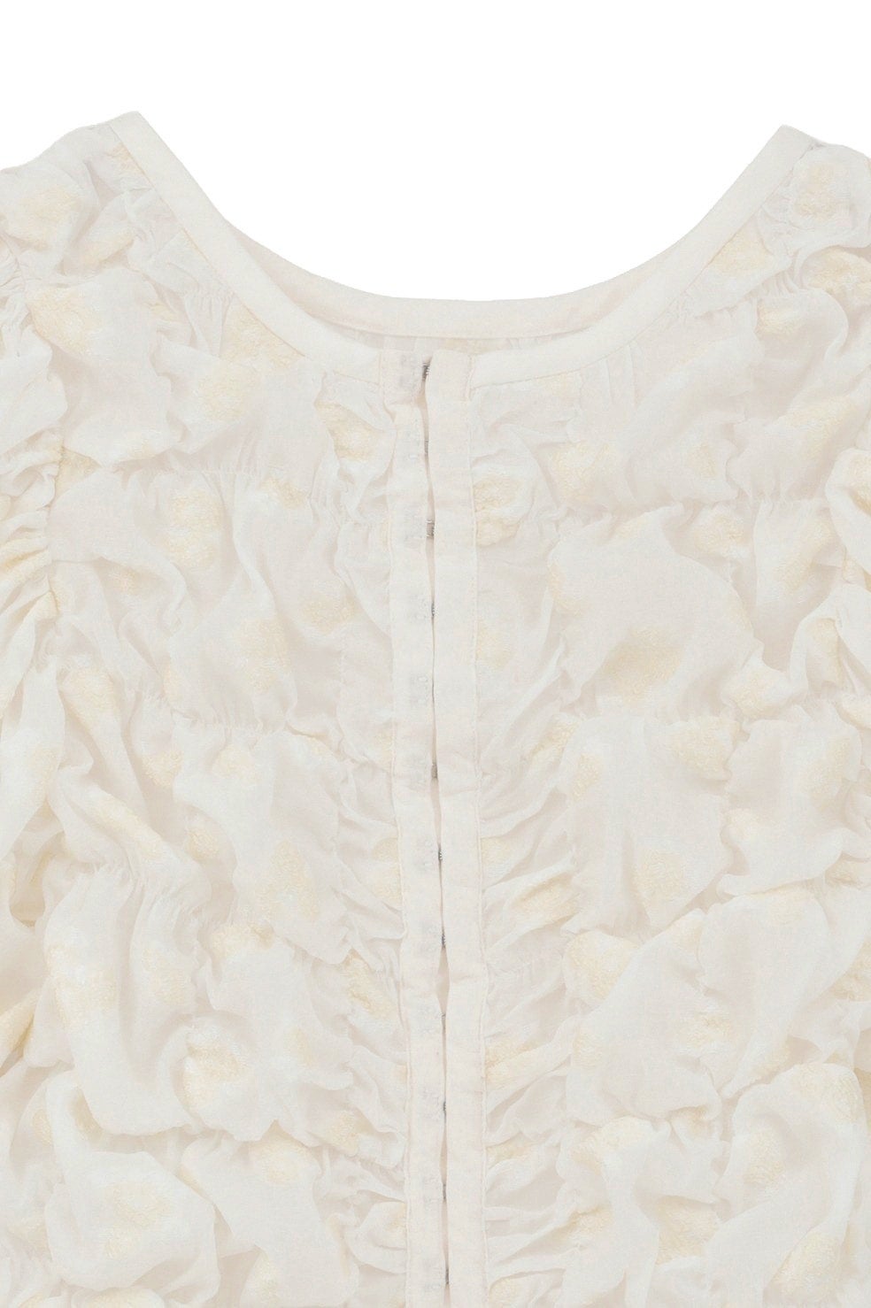 MINAMI TANAKA×CLANE W FACE FLOWER JACQUARD SHIRRING TOPS｜TOPS