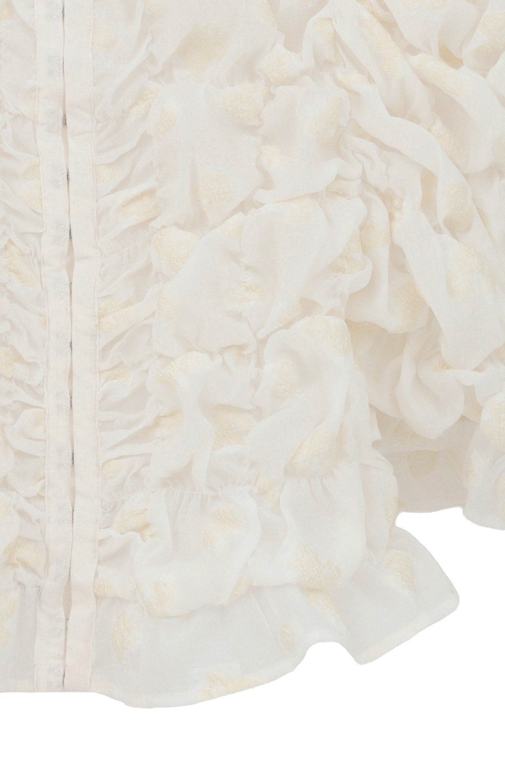 MINAMI TANAKA×CLANE W FACE FLOWER JACQUARD SHIRRING TOPS｜TOPS