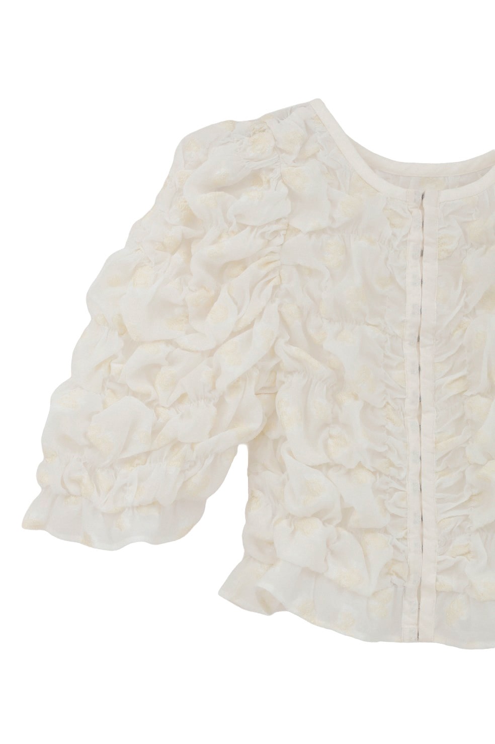 clane シャーリング花柄トップス MINAMI TANAKA×CLANE W FACE FLOWER JACQUARD SHIRRING TOPS｜TOPS