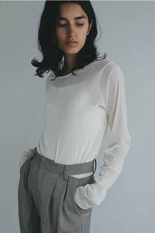 TULLE FLOCKED STRIPE TOPS