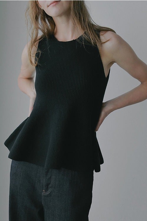 RIB PEPLUM KNIT TOPS