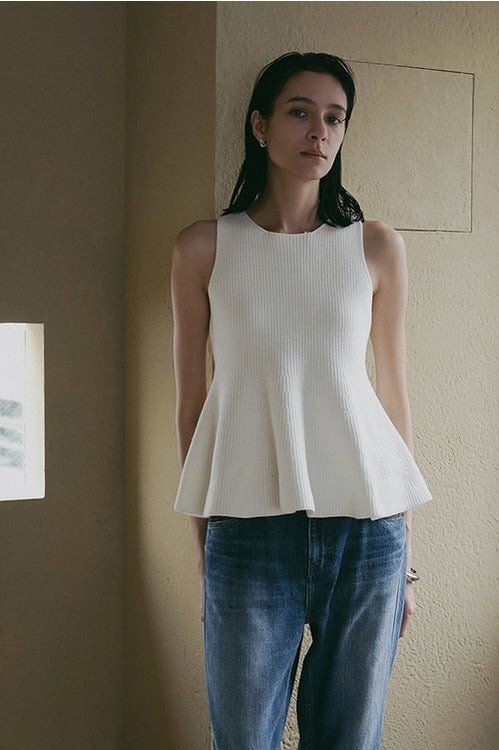RIB PEPLUM KNIT TOPS