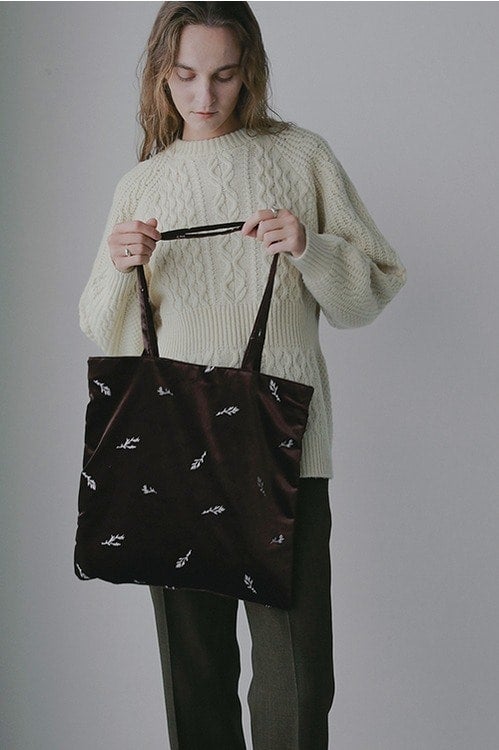VELOUR EMBROIDERY TOTE BAG