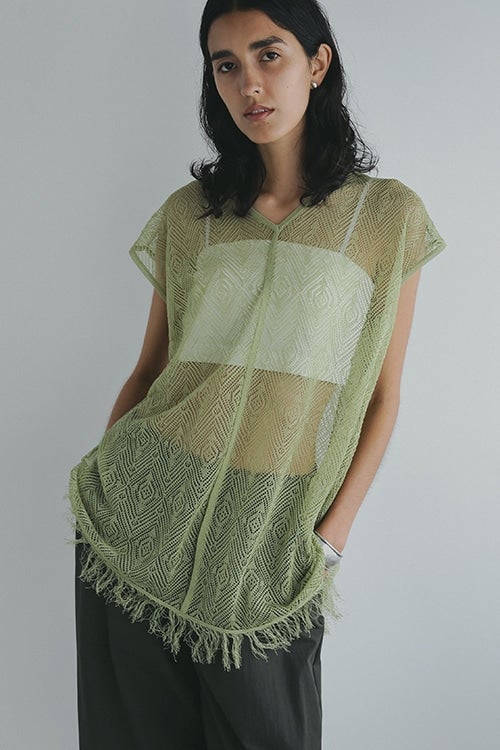 SHEER CROCHET KNIT TOPS