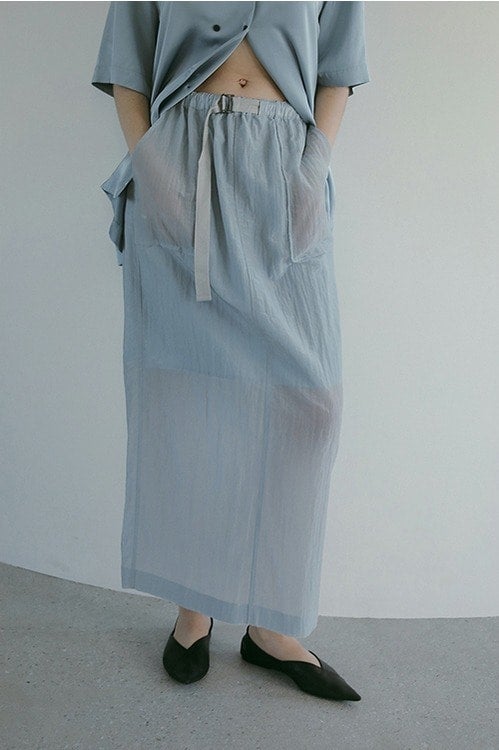 SHEER STRAIGHT GATHER SKIRT