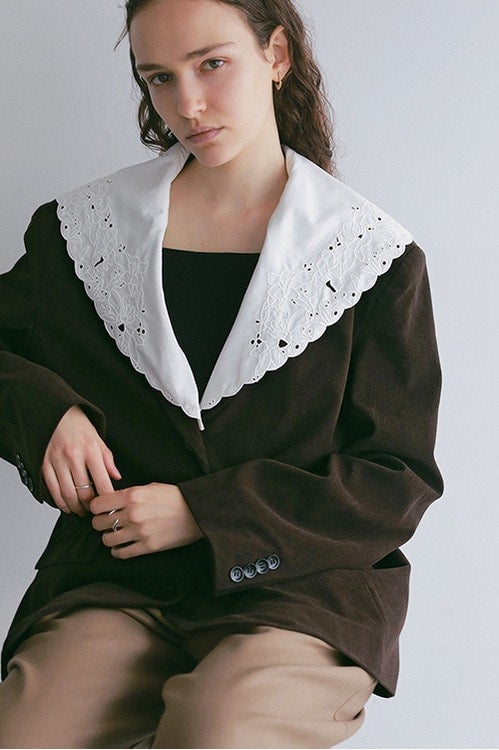 LACE COLLAR CORDUROY JACKET