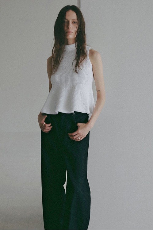 PUFF NECK PEPLUM KNIT TOPS