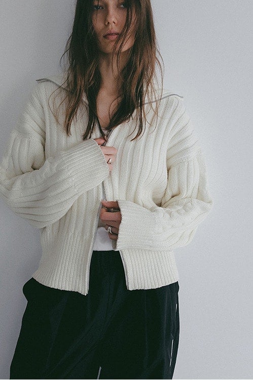 COTTON RIBKNIT CARDIGAN