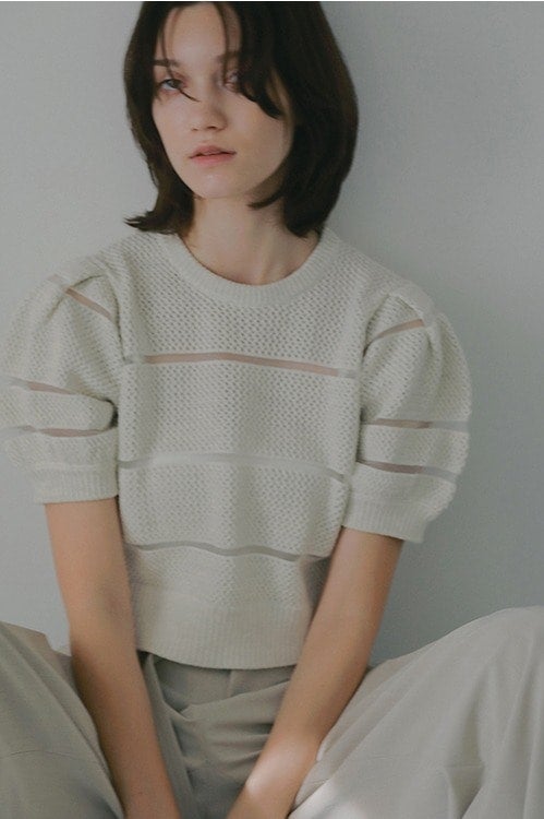 OPENWORK KNIT SHORT TOPS