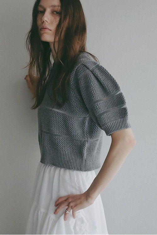 OPENWORK KNIT SHORT TOPS