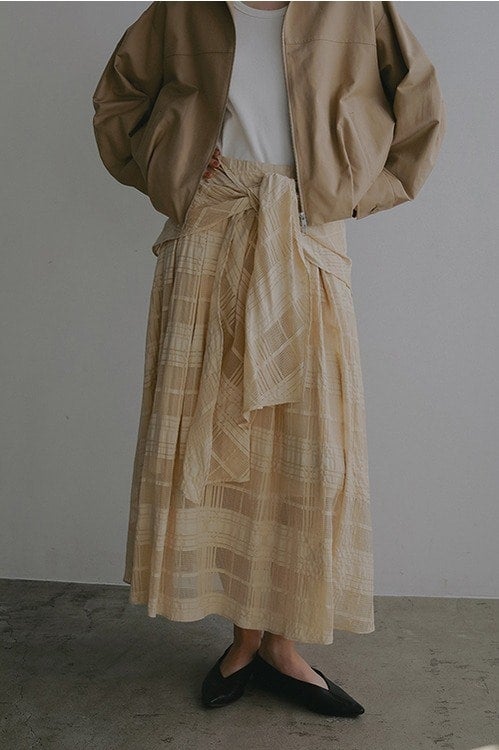 SHEER CHECK FLARE SKIRT