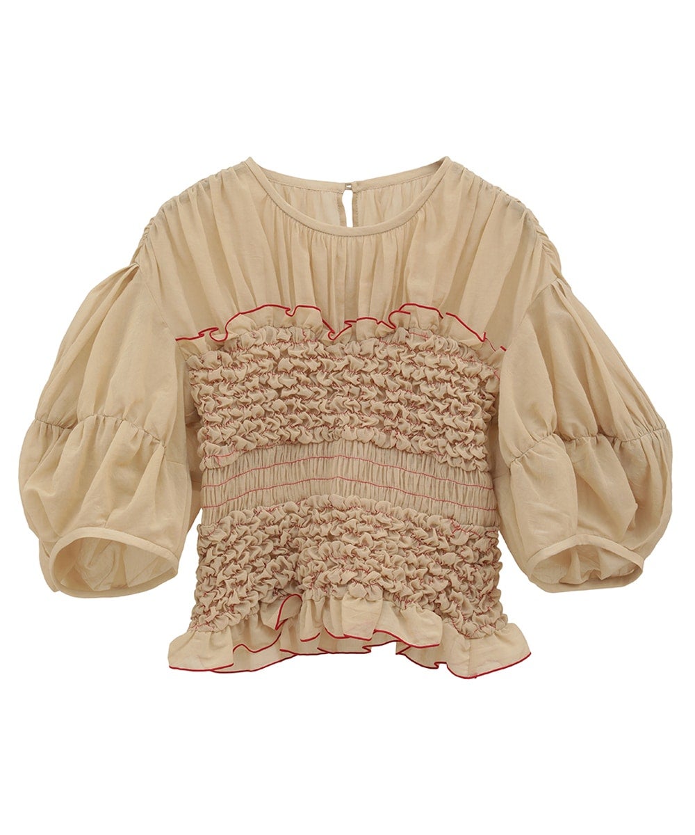 COLOR STITCHED SHIRRING TOPS