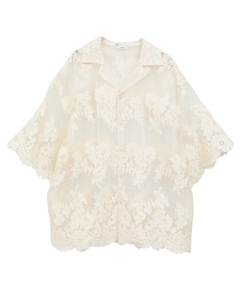 SHEER FLOWER LACE SHIRTS