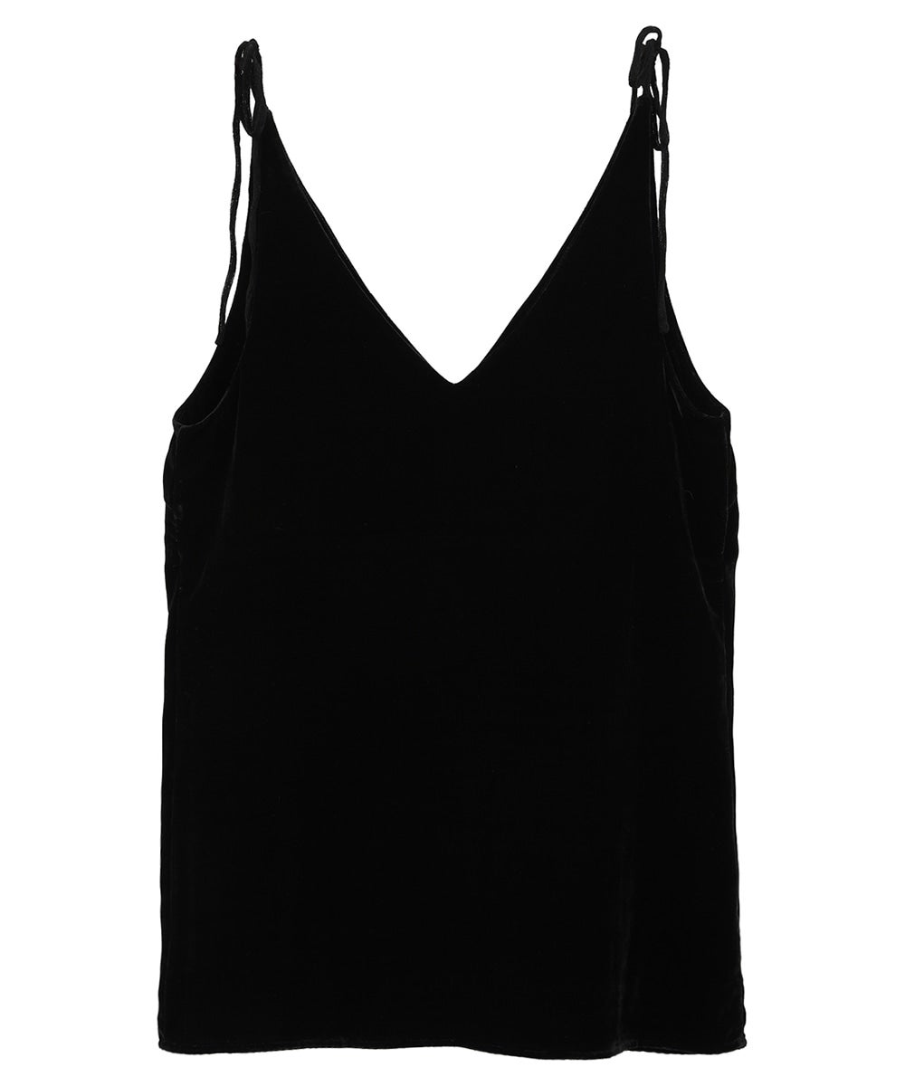 VELOUR SHOULDER RIBBON CAMISOLE TOPS