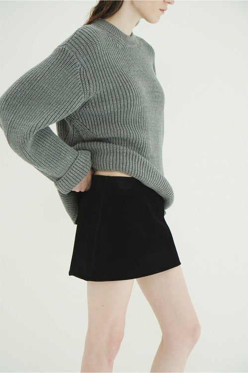 LOW WAIST FADED FAKE SUEDE MINISKIRT