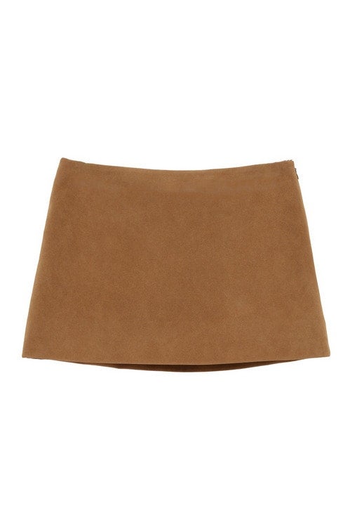 LOW WAIST FADED FAKE SUEDE MINISKIRT