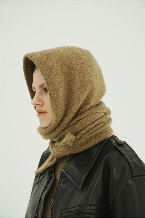 YAK KNIT HOODED MUFFLER
