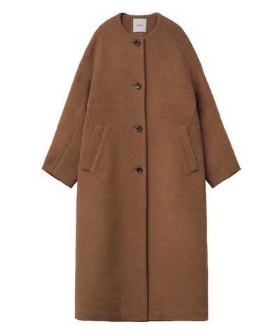 collarless wool blend coat
