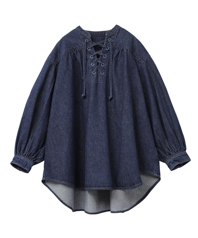 オシャレ CLANE LACE UP DENIM TOPS | kingswaypowernc.com