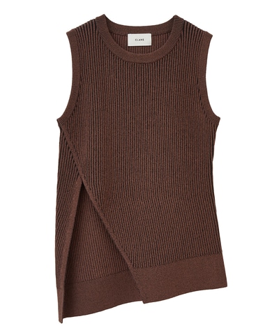 SLANT CUT NO SLEEVE KNIT TOPS｜TOPS(トップス)｜CLANE 