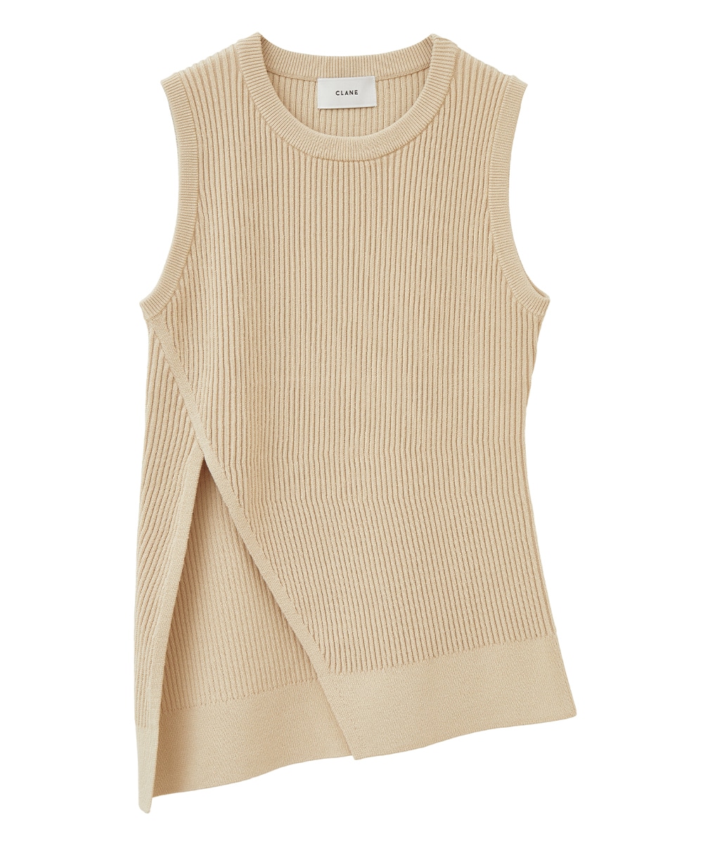 SLANT CUT NO SLEEVE KNIT TOPS｜TOPS(トップス)｜CLANE OFFICIAL 