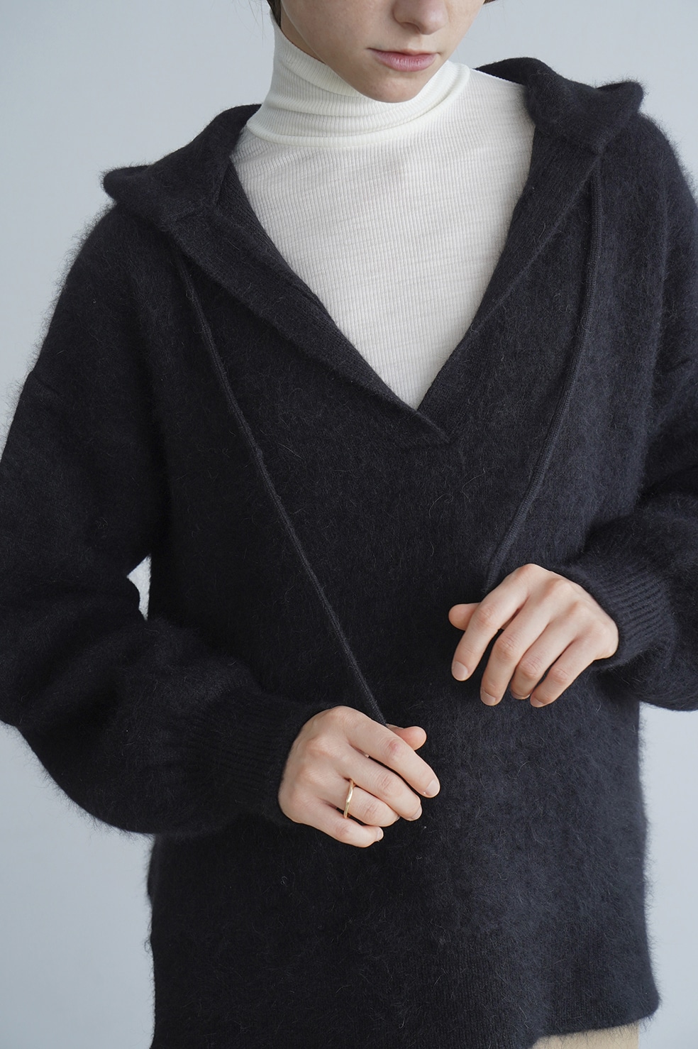 CLANE ANGOLA OVER KNIT HOODIE | CLANE ANGORA OVER KNIT HOODIE