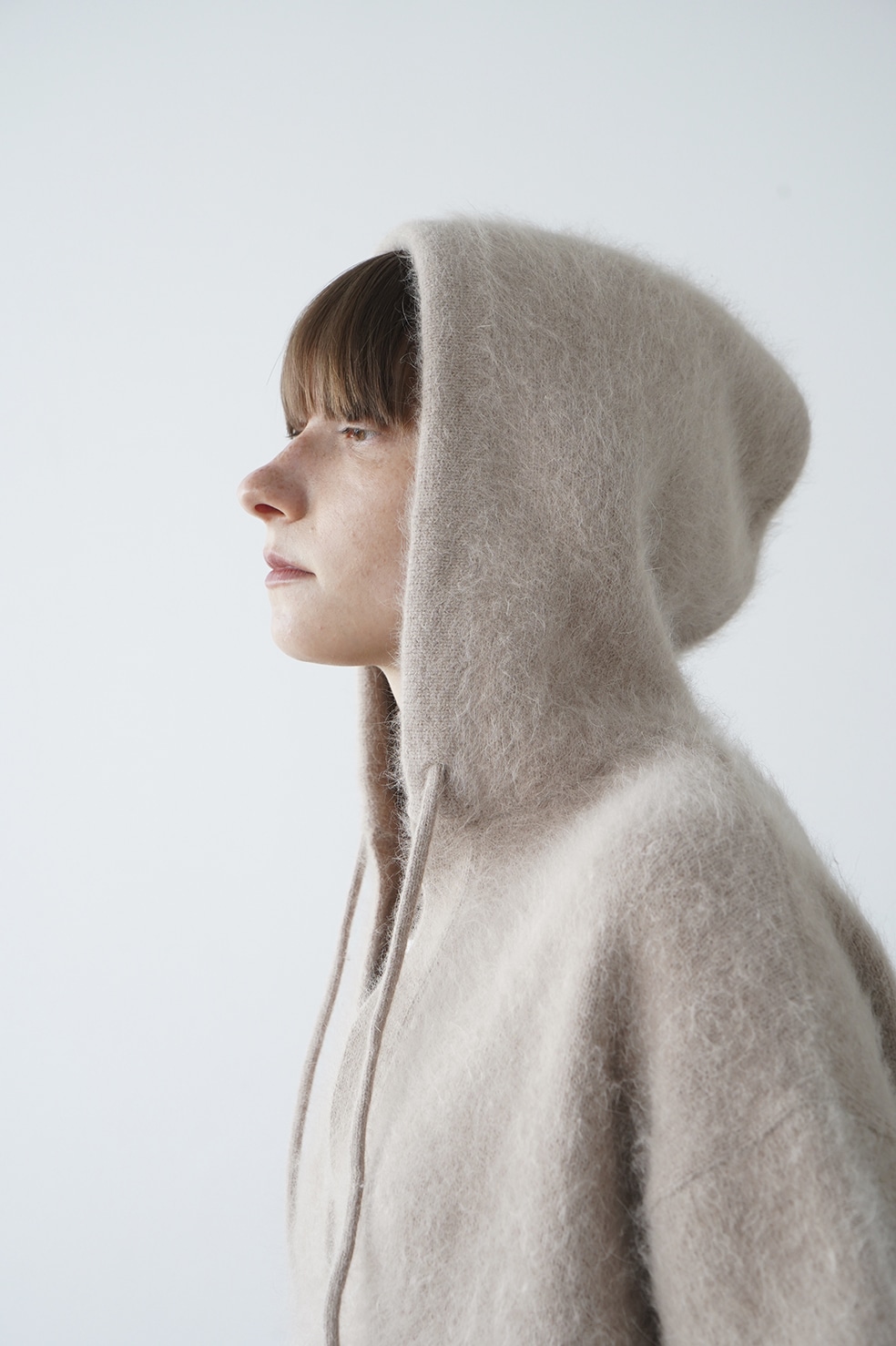 ANGORA OVER KNIT HOODIE-