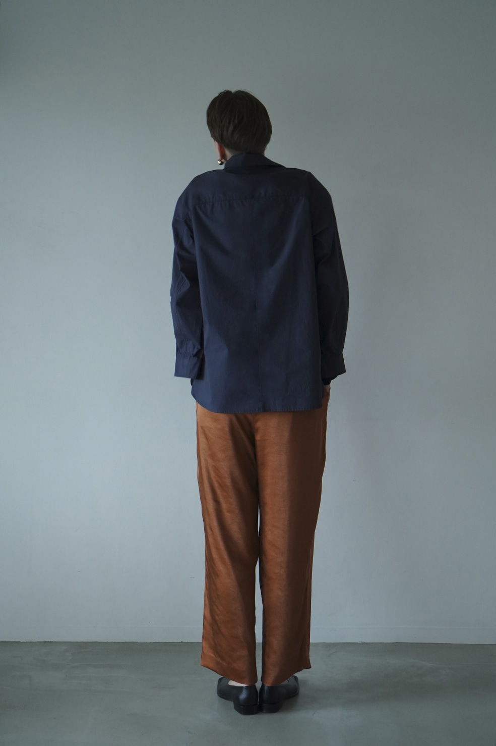 CLANE SATIN SLACKS PANTS ネイビー 1-