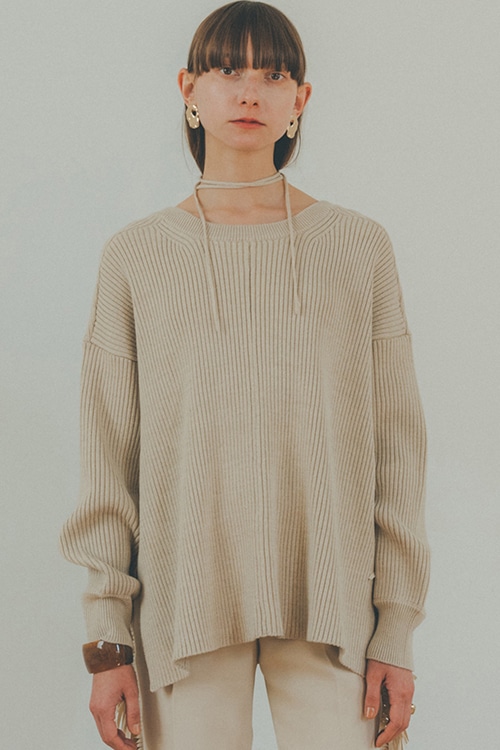 MIX COLOR STRING WIDE KNIT TOPS