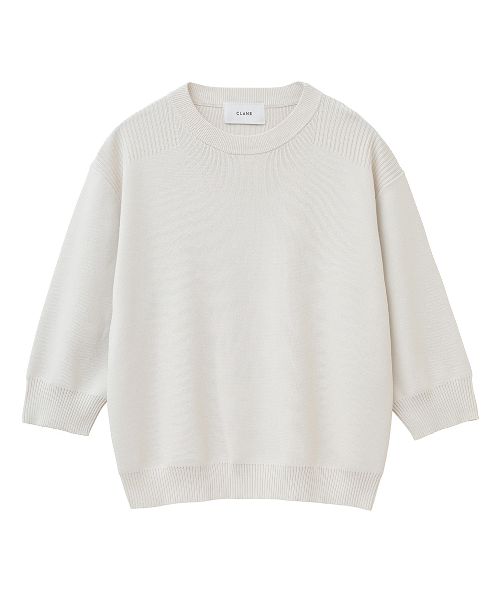HALF SLEEVE BASIC COMPACT KNIT TOPS｜22SS SALE() - CLANE