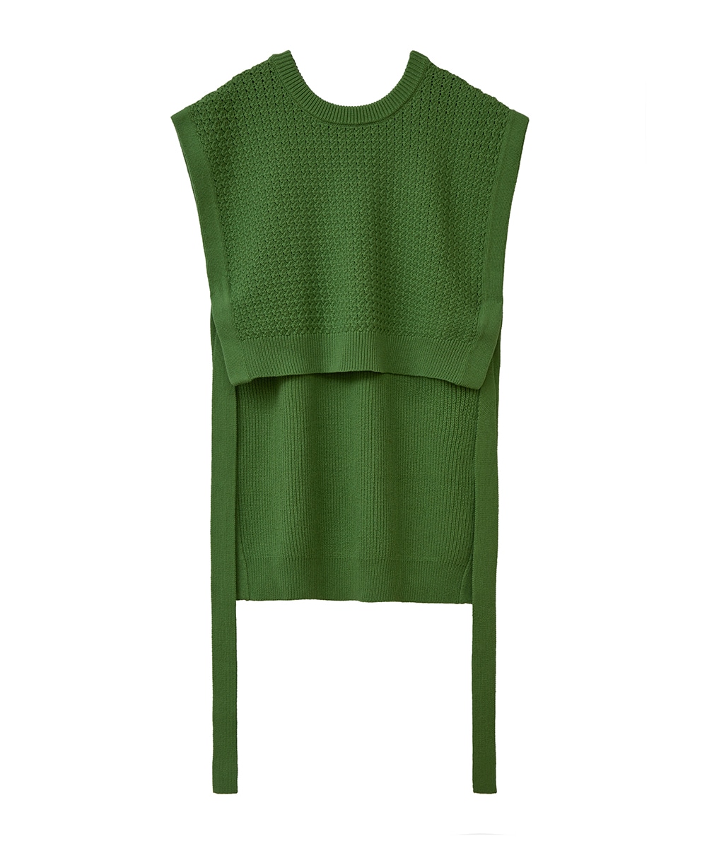 ショート CLANE / W FACE SIDE RIBBON KNIT VEST VlfTv-m33223842087