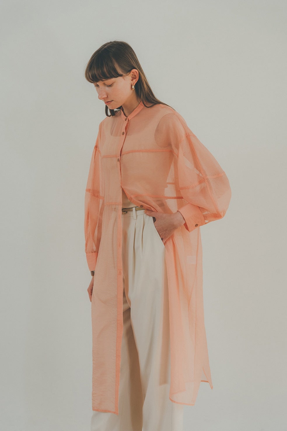 CLANE - nico【CLANE】SWITCH SHEER SHIRT イエロー CLANE - シースルーシャツ - SWITCH SHEER SHIRT - YELLOW