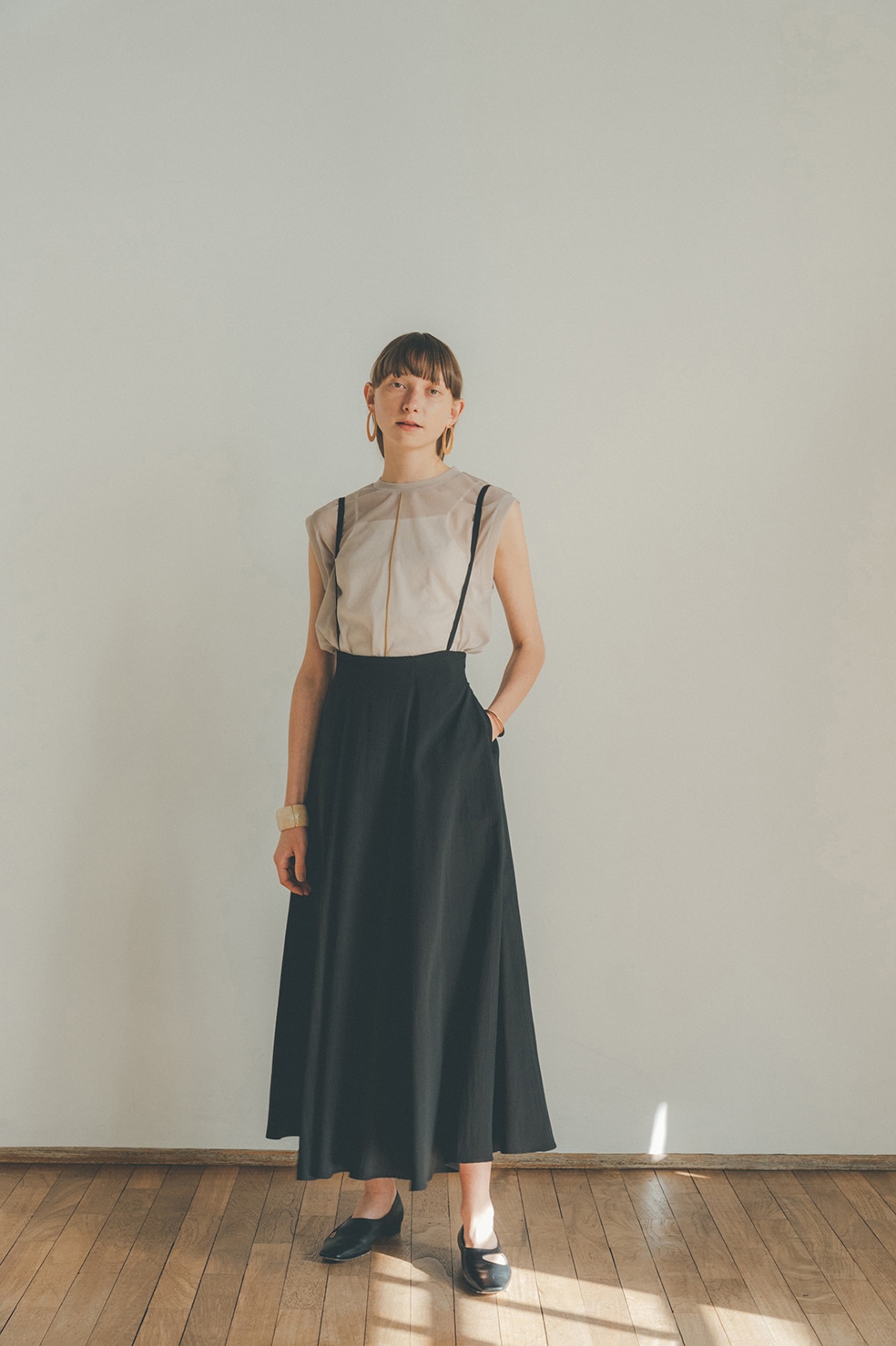 CLANE H W SUSPENDER SKIRT - スカート