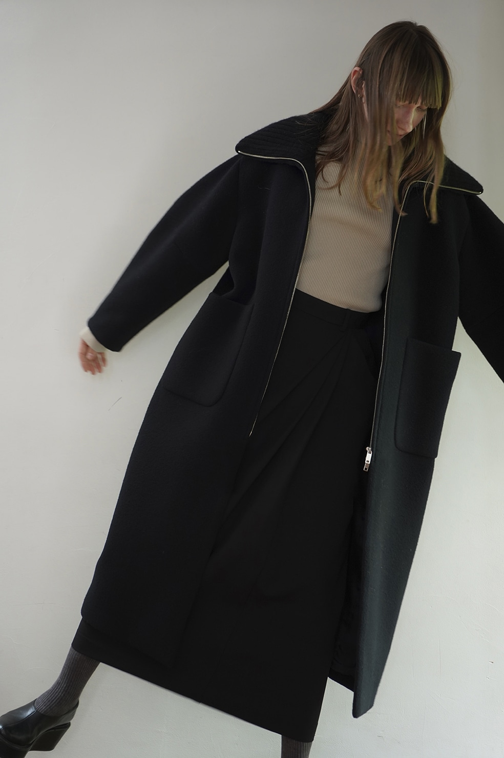 RIB COLLAR WOOL LONG COAT｜OUTER(アウター)｜CLANE OFFICIAL ONLINE