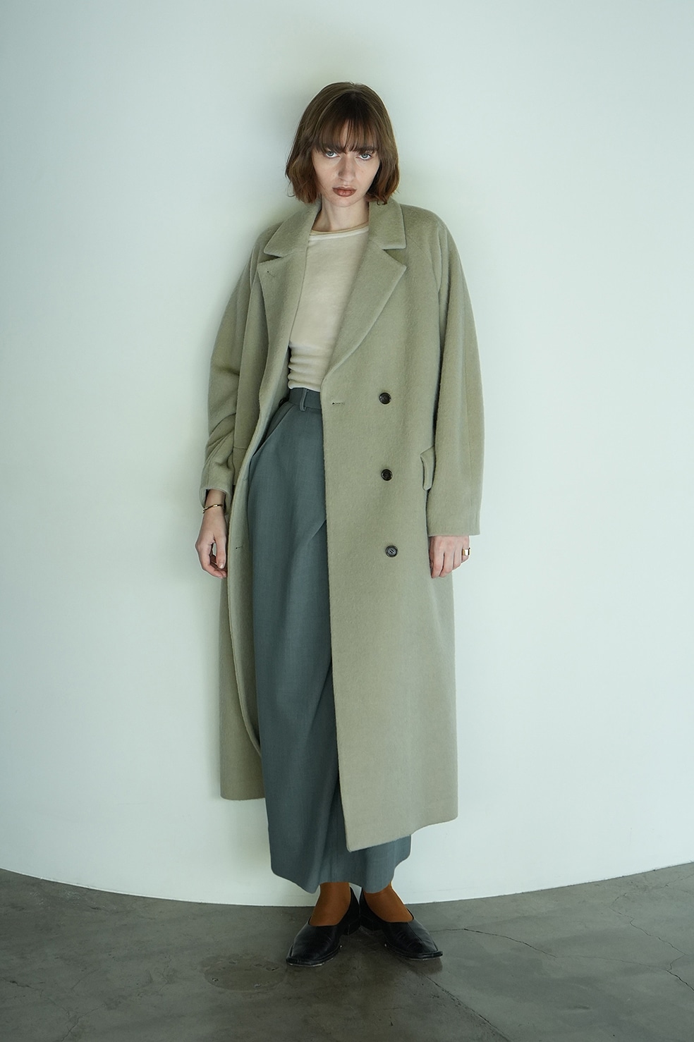 クリーニング済み【CLANE】DOUBLE WOOL LONG COAT