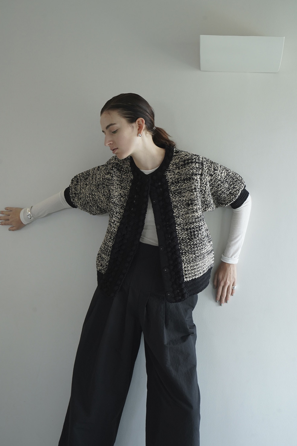 サイズ2DOT LINE HALF SLEEVE KNIT CARDIGAN